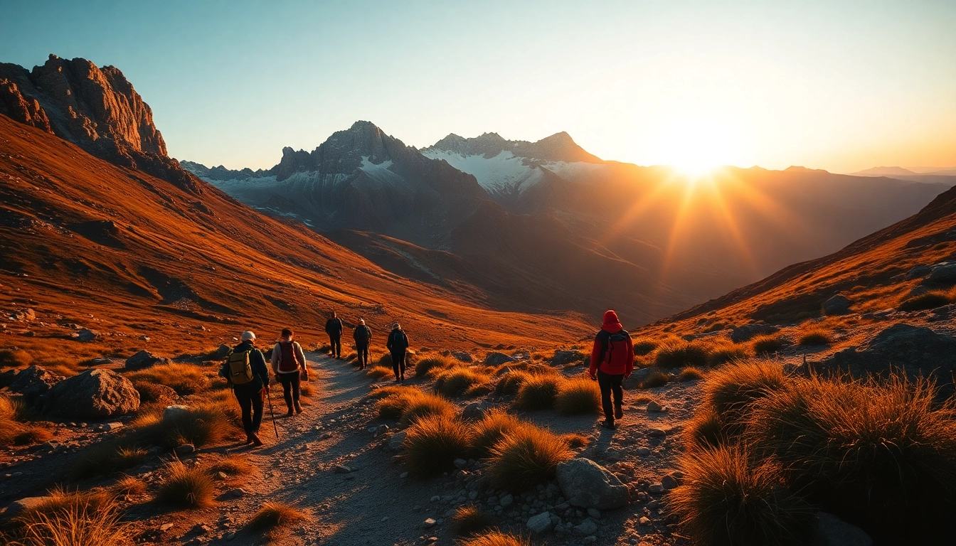 Trekking in stunning mountain landscape showcasing adventurous outdoor activities through rugged terrains