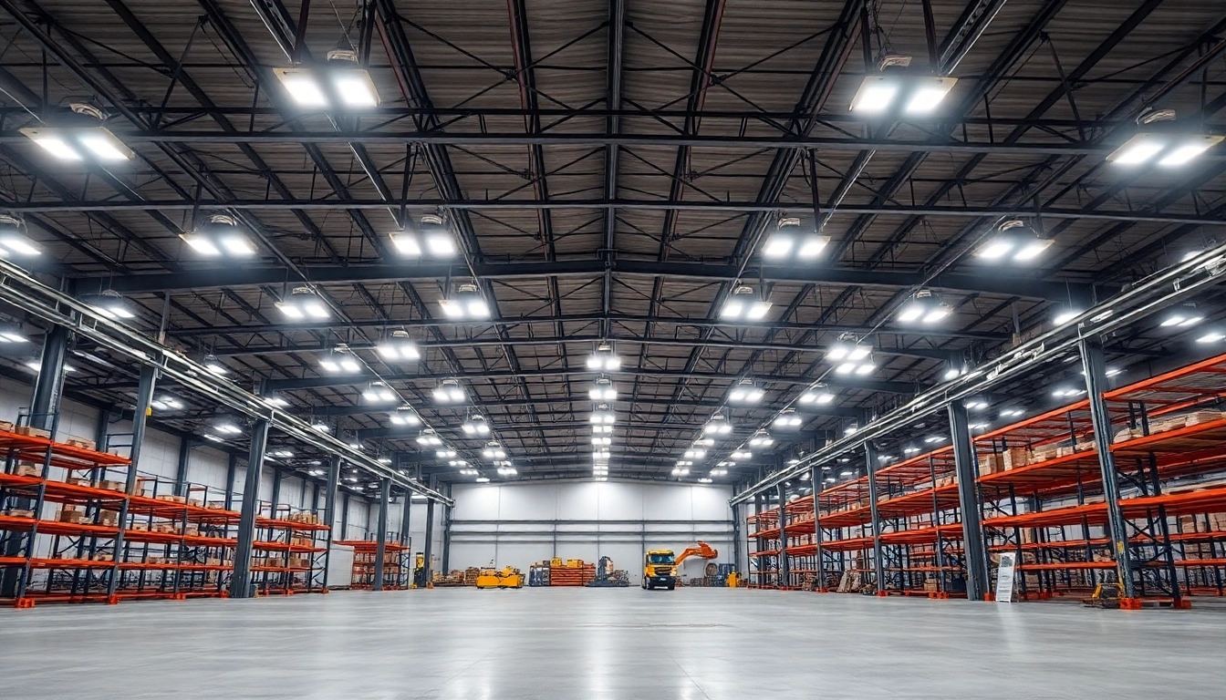 Moderne LED-Industriehalle mit gleichmäßigem Licht