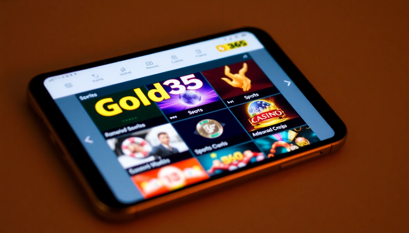 Gold365 app on a mobile device with real-time sports betting and casino games, highlighting quick and secure gameplay for users.