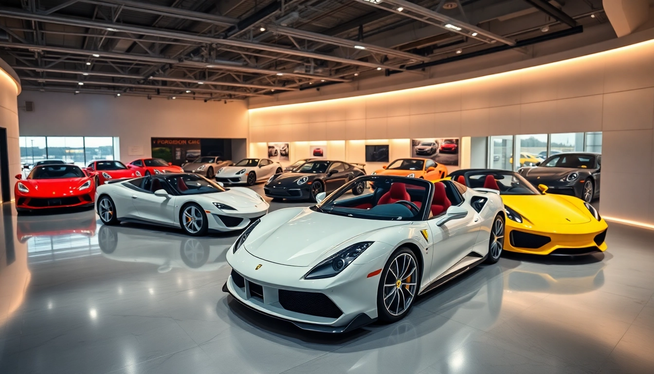 Professional team buying compro auto sportive with sleek luxury cars in the background,